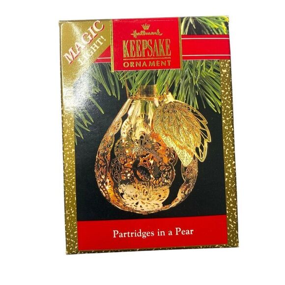 Magic Light 3D Brass Partridge In A Pear Tree 1990 Hallmark Keepsake Ornament - Picture 1 of 6